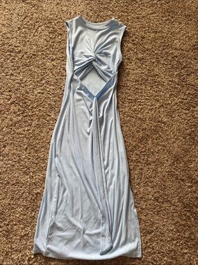 Amazon Light Blue Backless Twist Front Maxi Dress